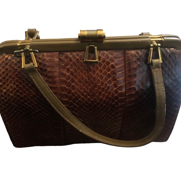 Beautiful vintage mini bowling bag in a real snake, 50 old and More,  vintage. - Picture 3 of 9